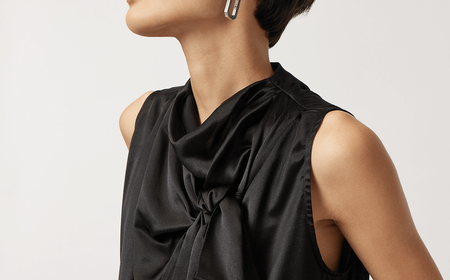 Close up of Silk Black Blouse 