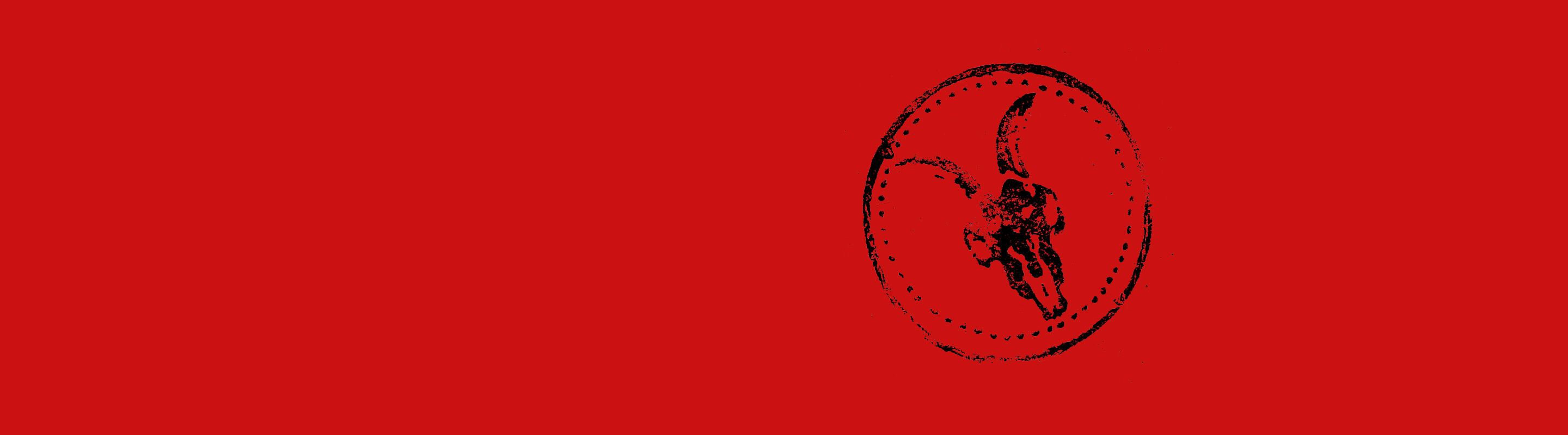 AllSaints Mid-Season Sale up to 50% off campaign graphic with a red background and black ram skull logo.