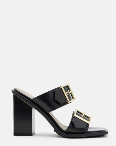 Shop the Camille Leather Buckle Strap Block Heels