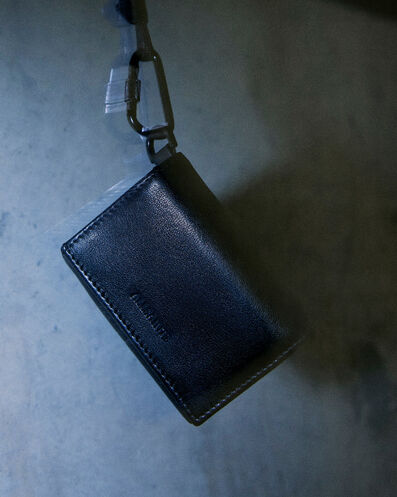 Close up of a black leather wallet