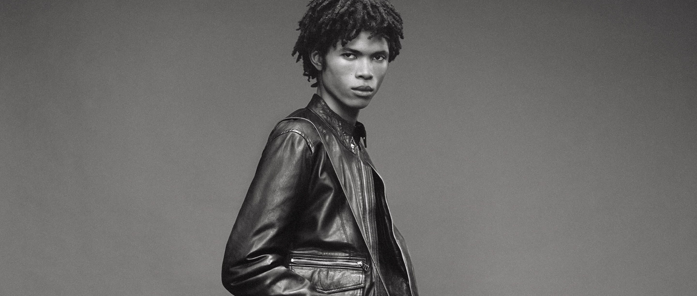 Image of a man wearing a leather jacket