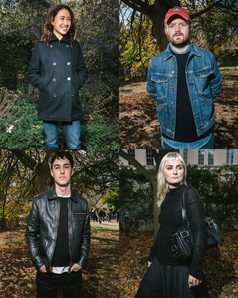 Four emerging gallerists photographed outdoors in a four-panel portrait collage.