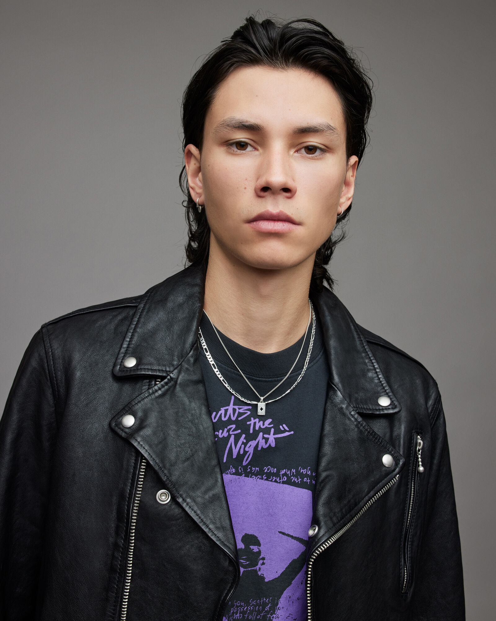 Cane Leather Biker Jacket Black ALLSAINTS