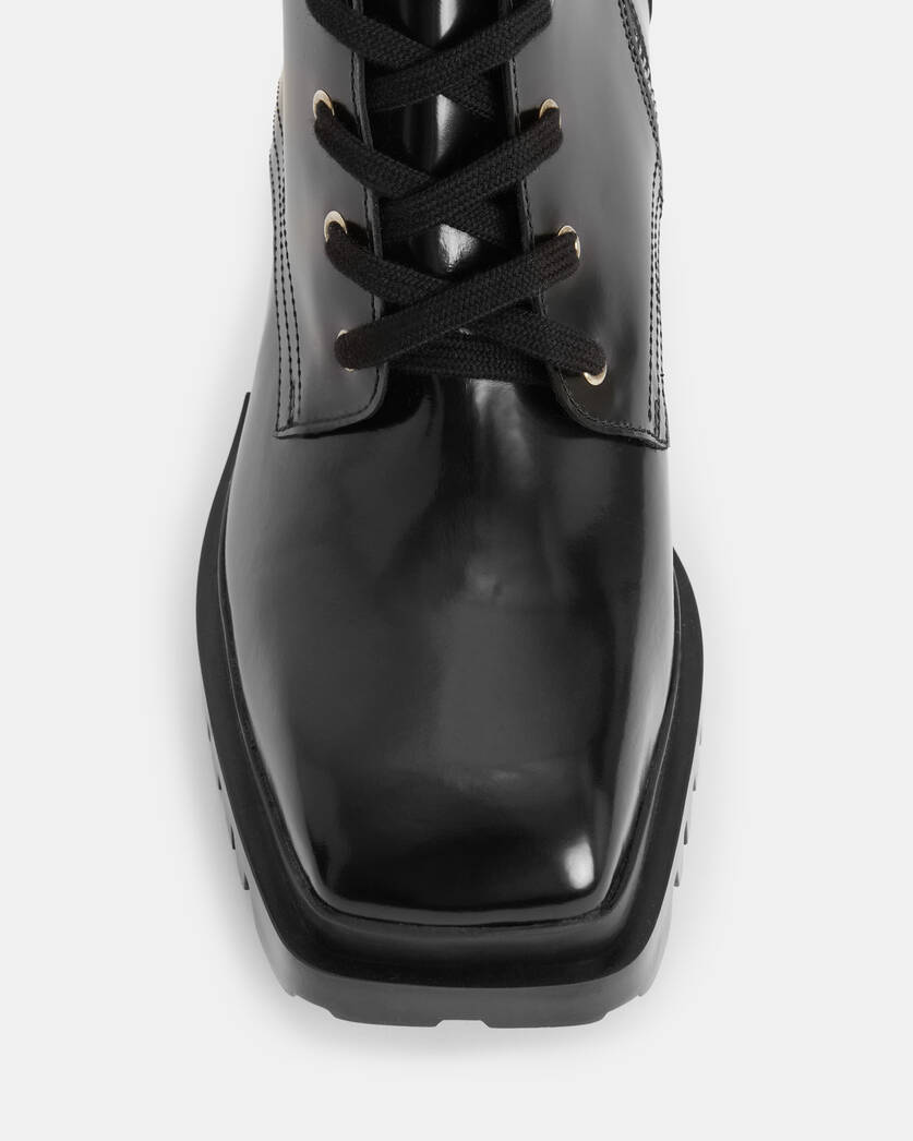 Indigo Lace Up Leather Heeled Boots BLACK SHINE | ALLSAINTS