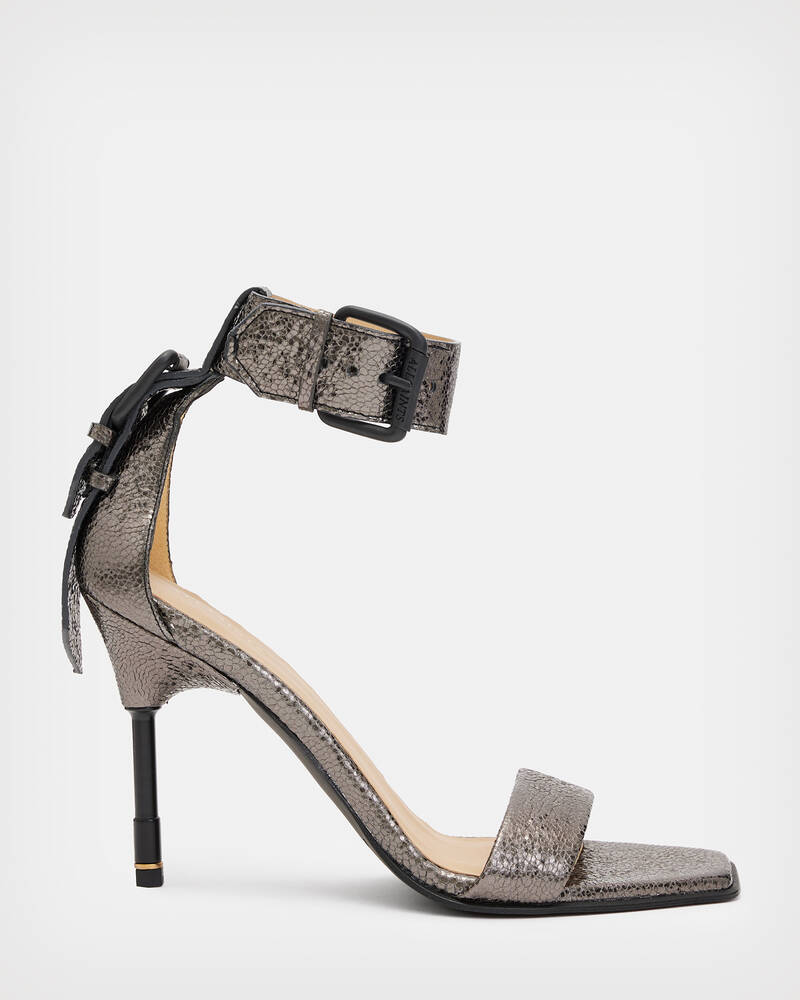 Noir Leather Shimmer Sandals