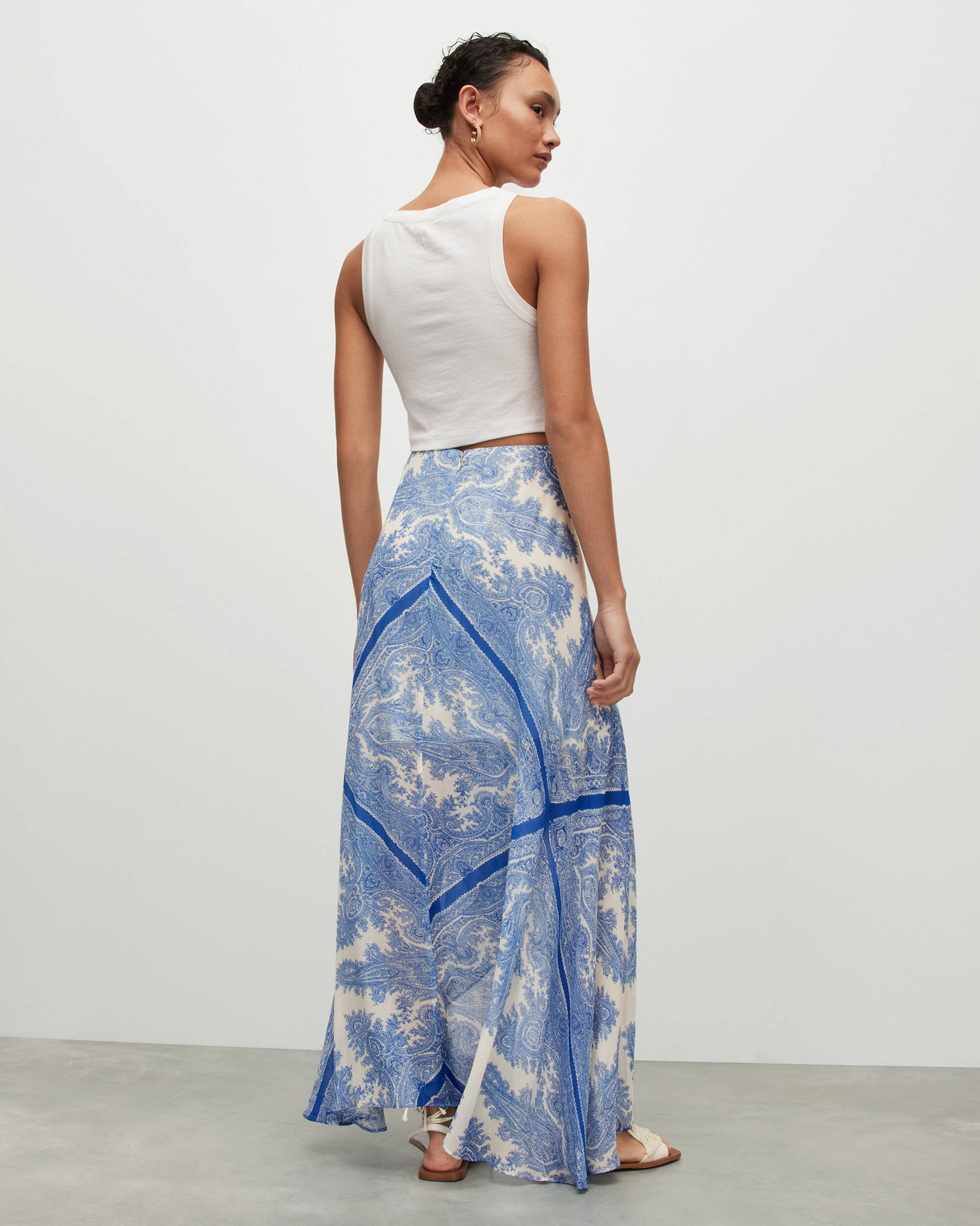 Slvina Rafaela Asymmetric Midi Skirt Blue | ALLSAINTS