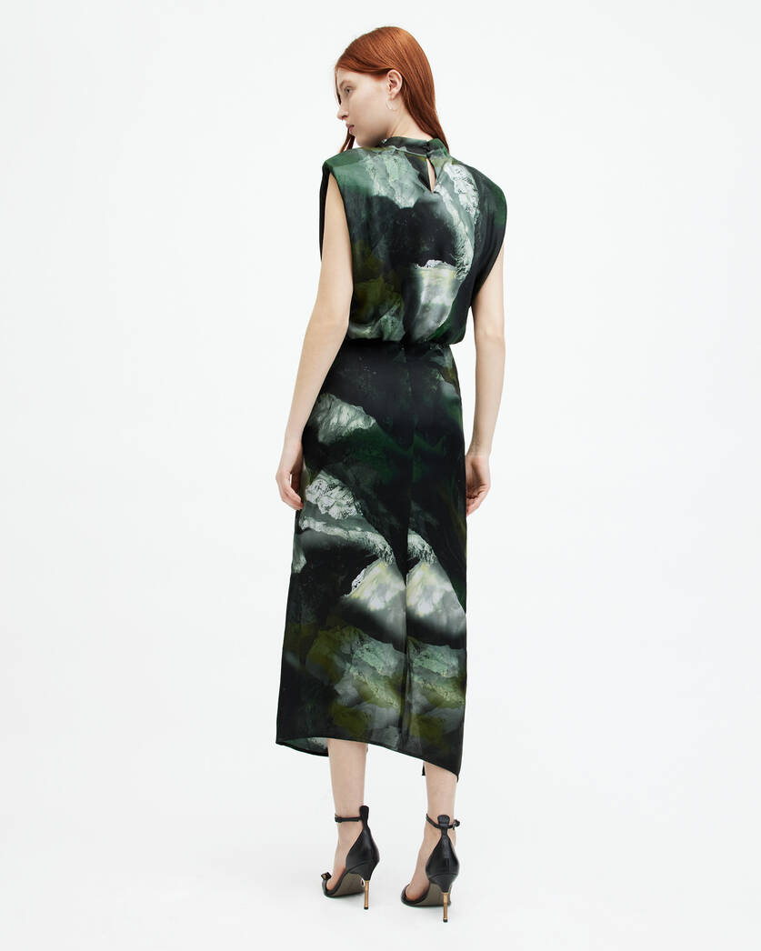 Isa Silk Blend Camo Print Midi Dress  large image number 6