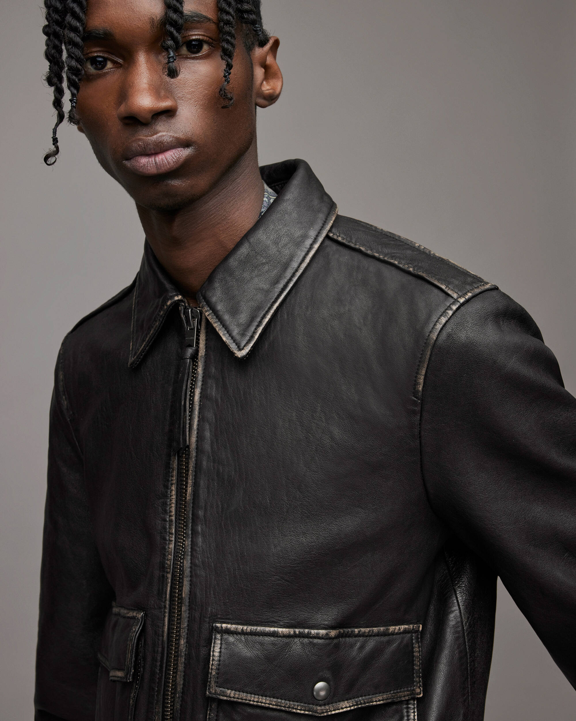 Leroy Leather Jacket Black | ALLSAINTS