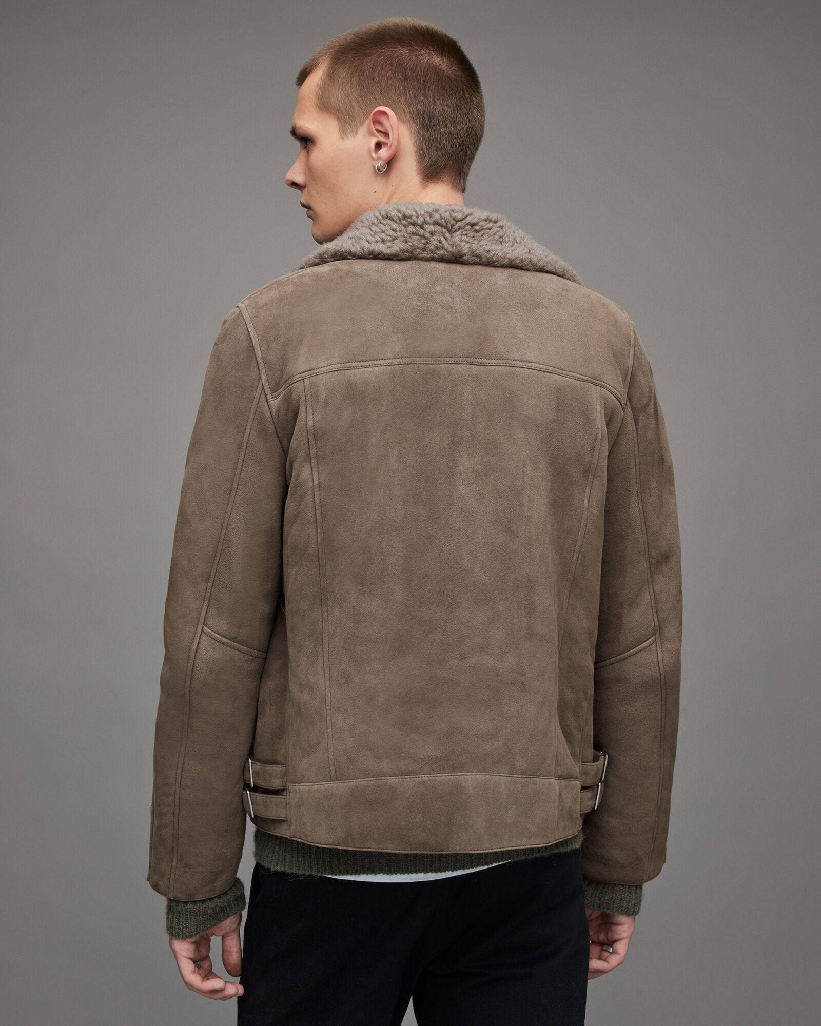 Dylan Shearling Biker Jacket INOX GREY ALLSAINTS