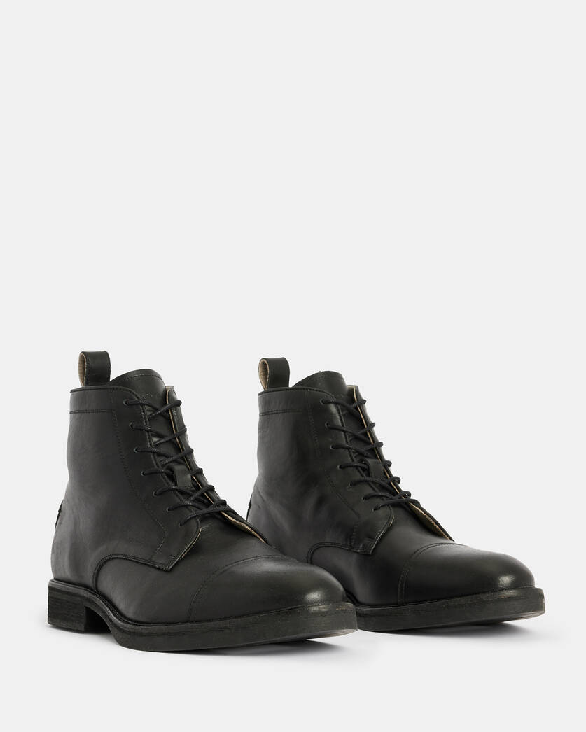 Drago Leather Lace Up Boots Black | ALLSAINTS Canada
