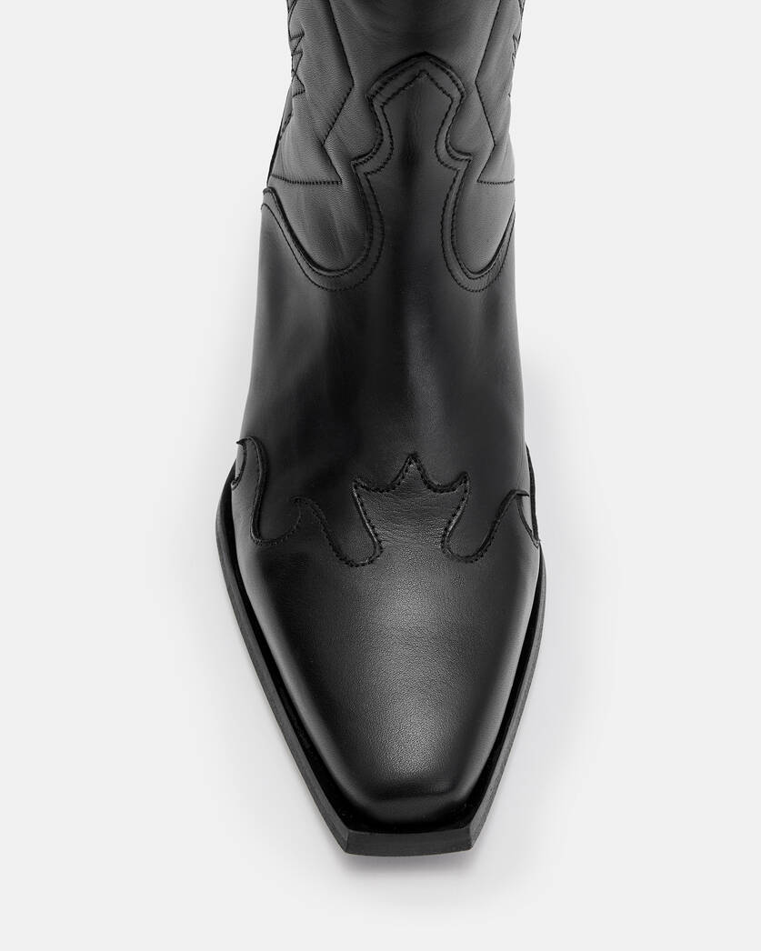 Cherilyn Black Leather Cowboy Boots KACHOROVSKA 38 / Black