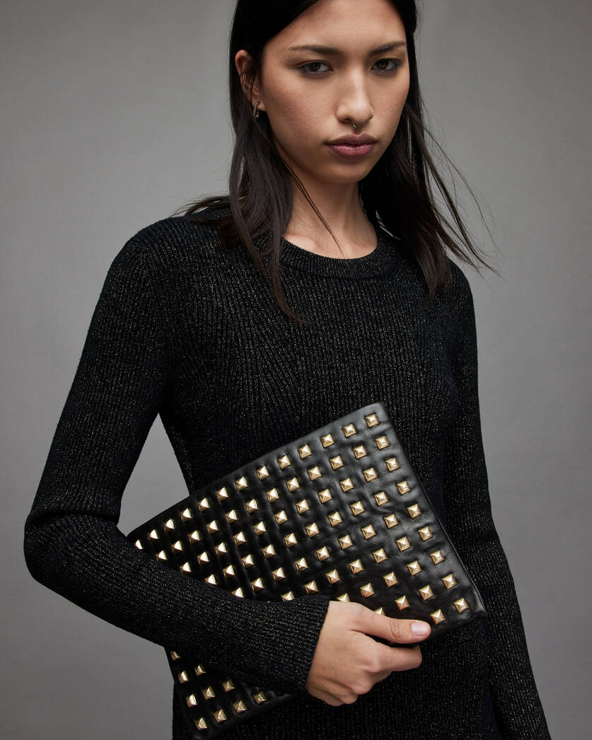 Bettina Studded Leather Clutch Bag  large image number 1