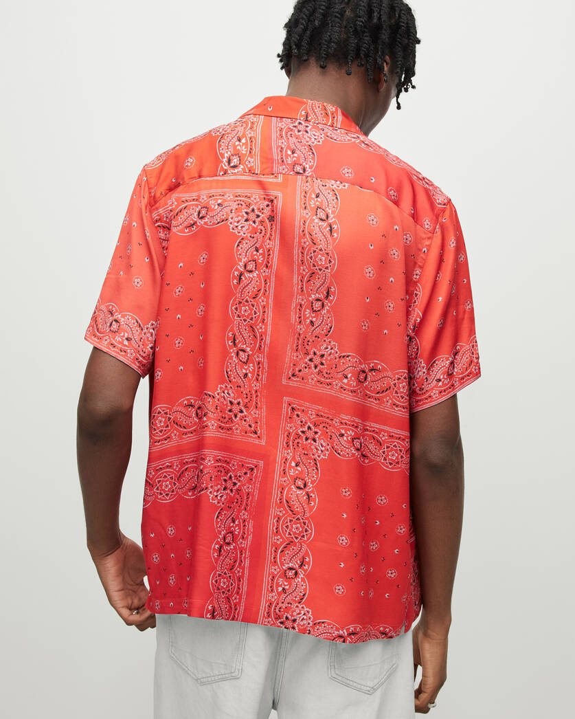 Tikal Short Sleeve Bandana Print Shirt RUBY RED
