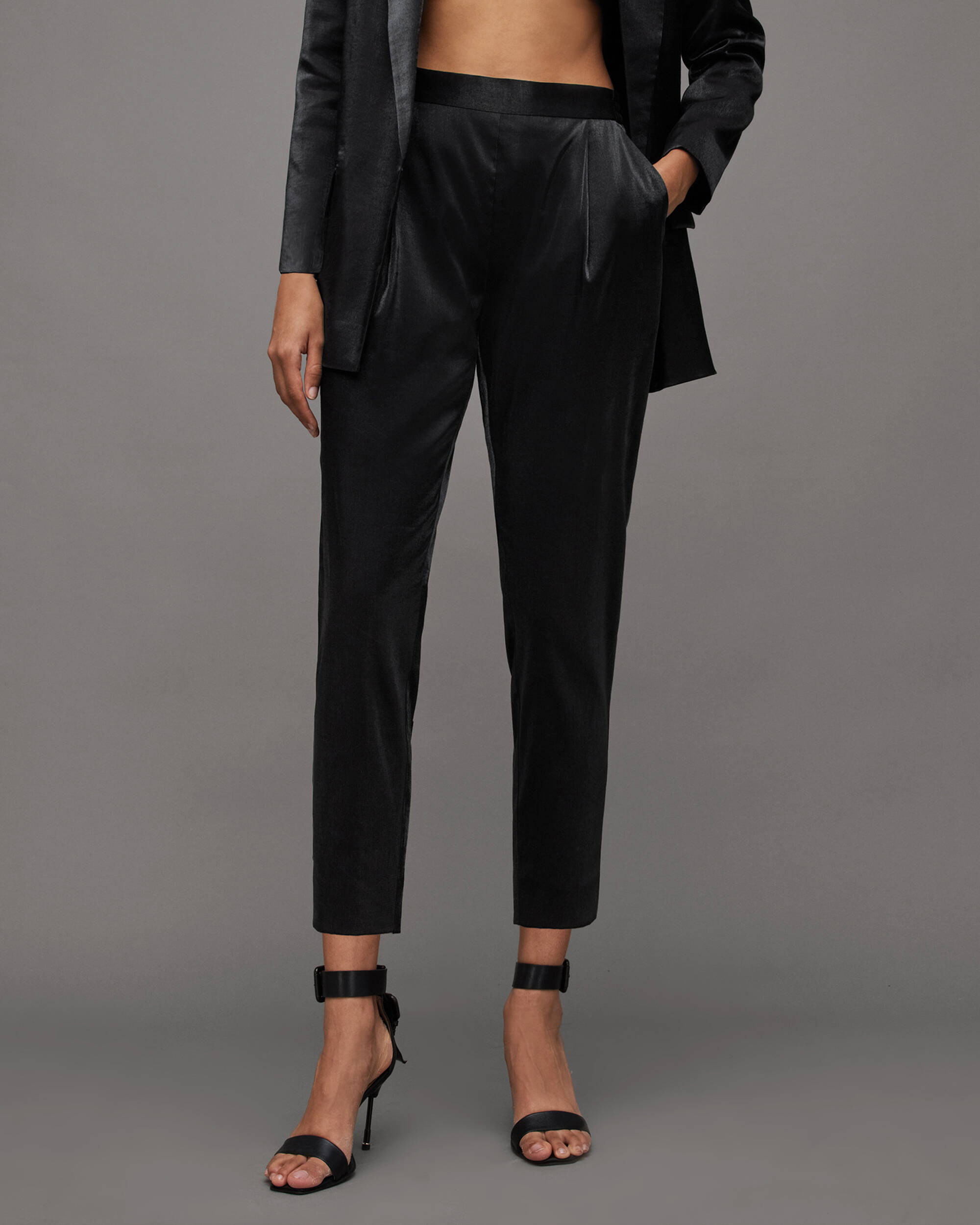 Aleida Mid-Rise Tapered Shiny Trousers  large image number 2