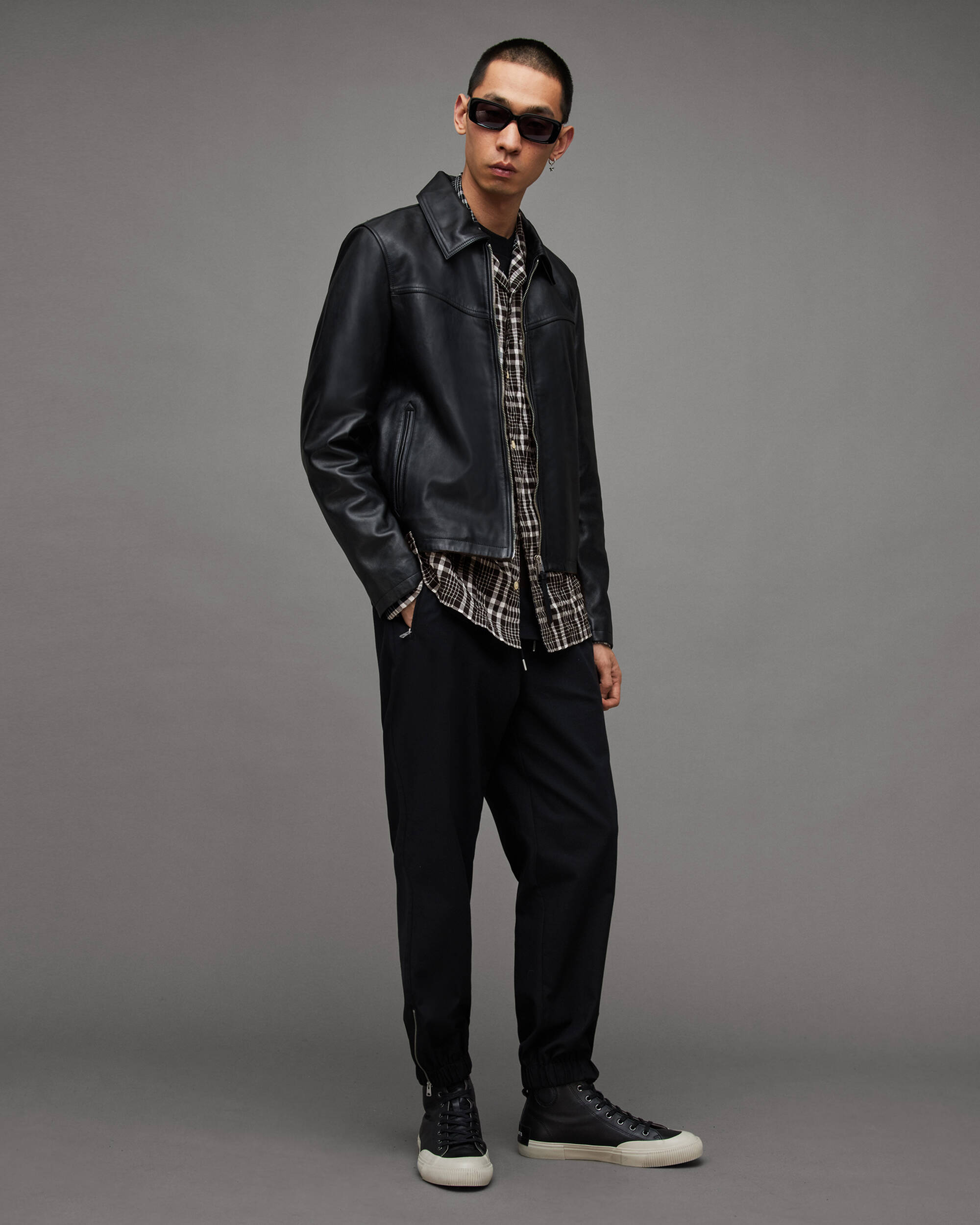 Corvus Checked Relaxed Fit Shirt Jet Black | ALLSAINTS