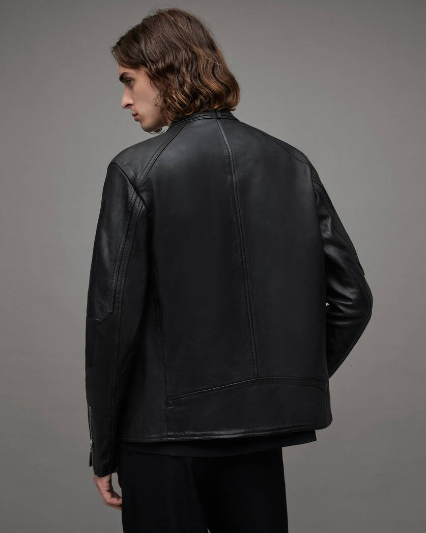 Cora Leather Snap Collar Jacket Jet Black | ALLSAINTS