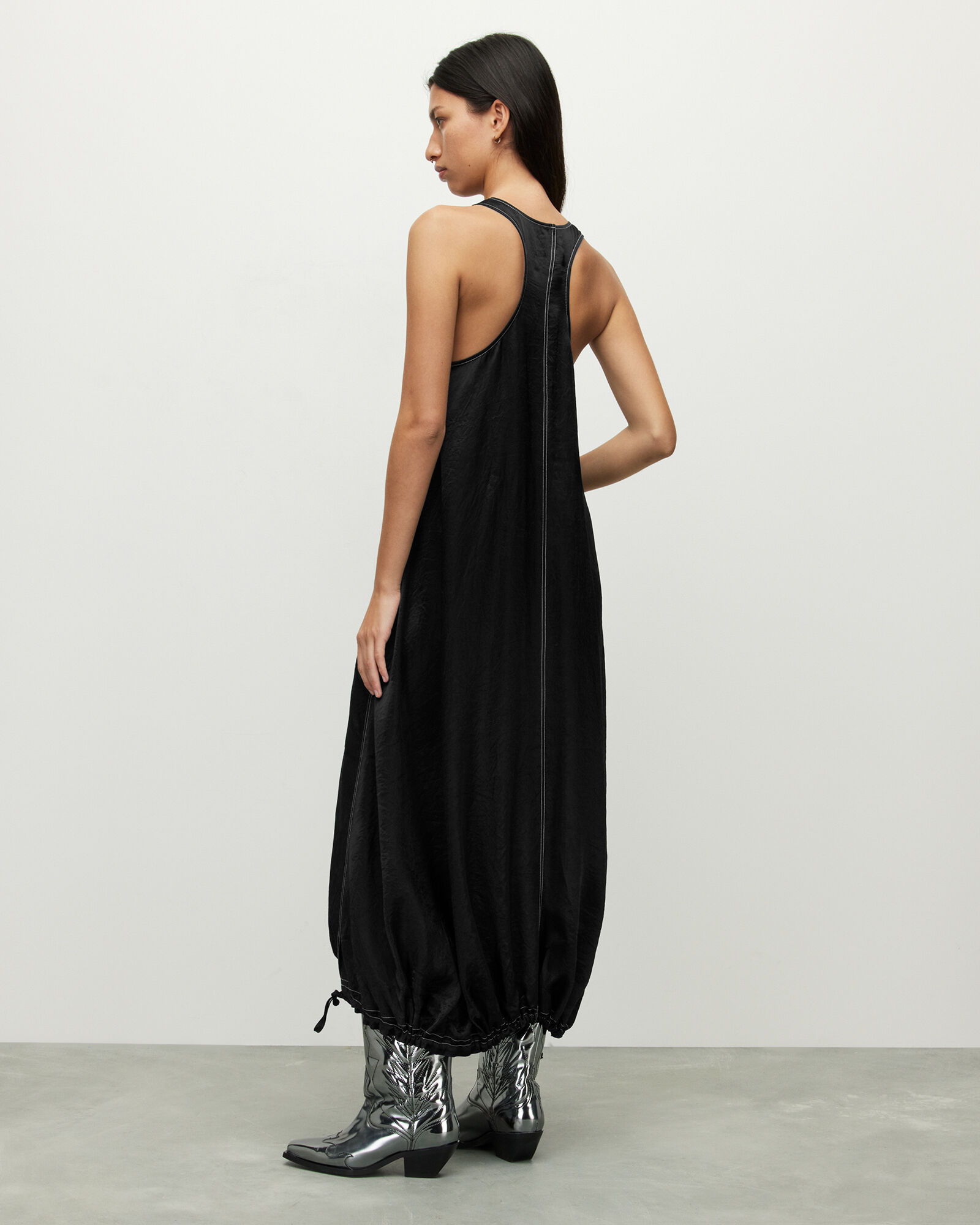 Bee 2In1 Drawstring Hem Dress Black ALLSAINTS
