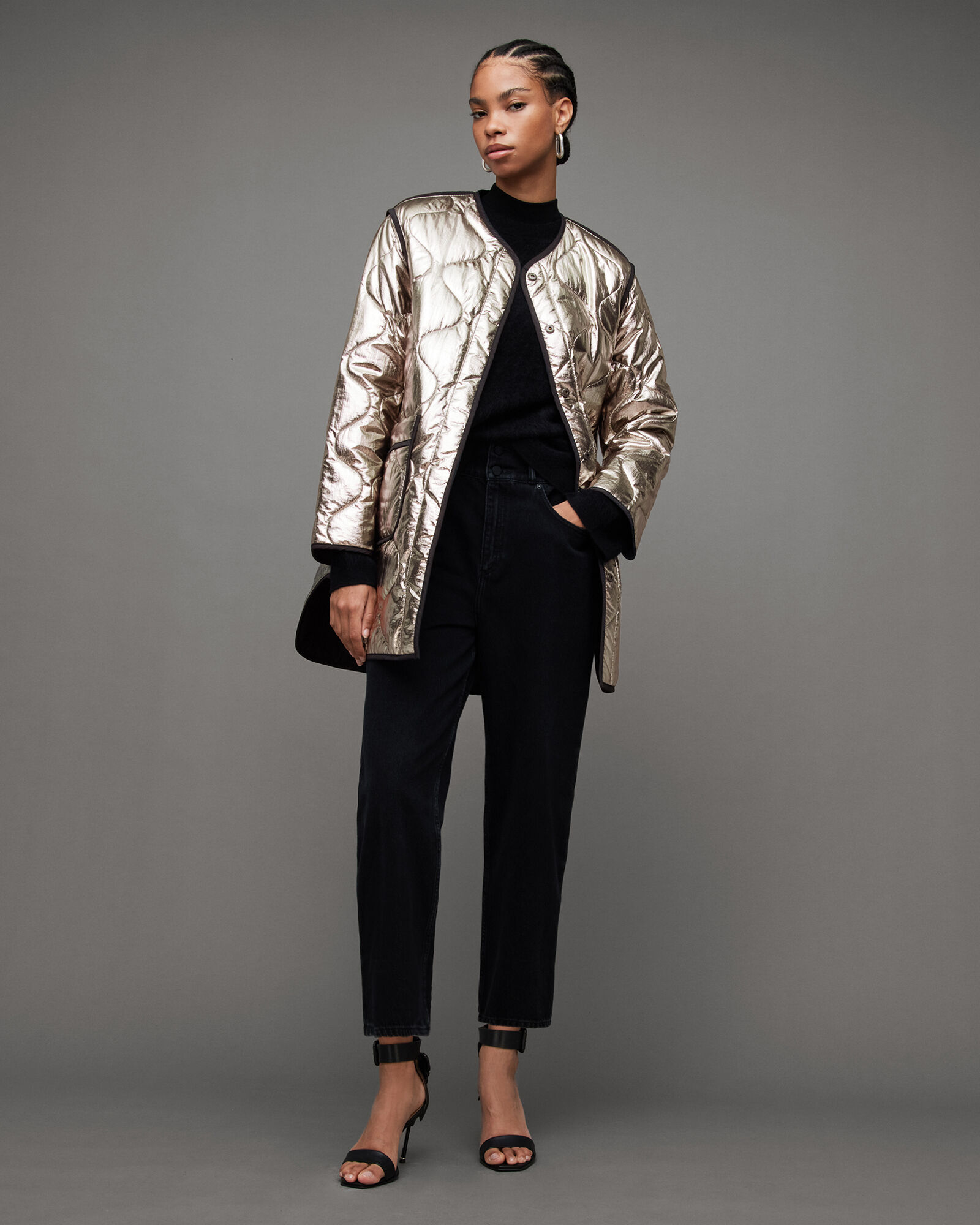 Phyllis Relaxed Reversible Liner Jacket BLACK/ROSE ALLSAINTS Canada