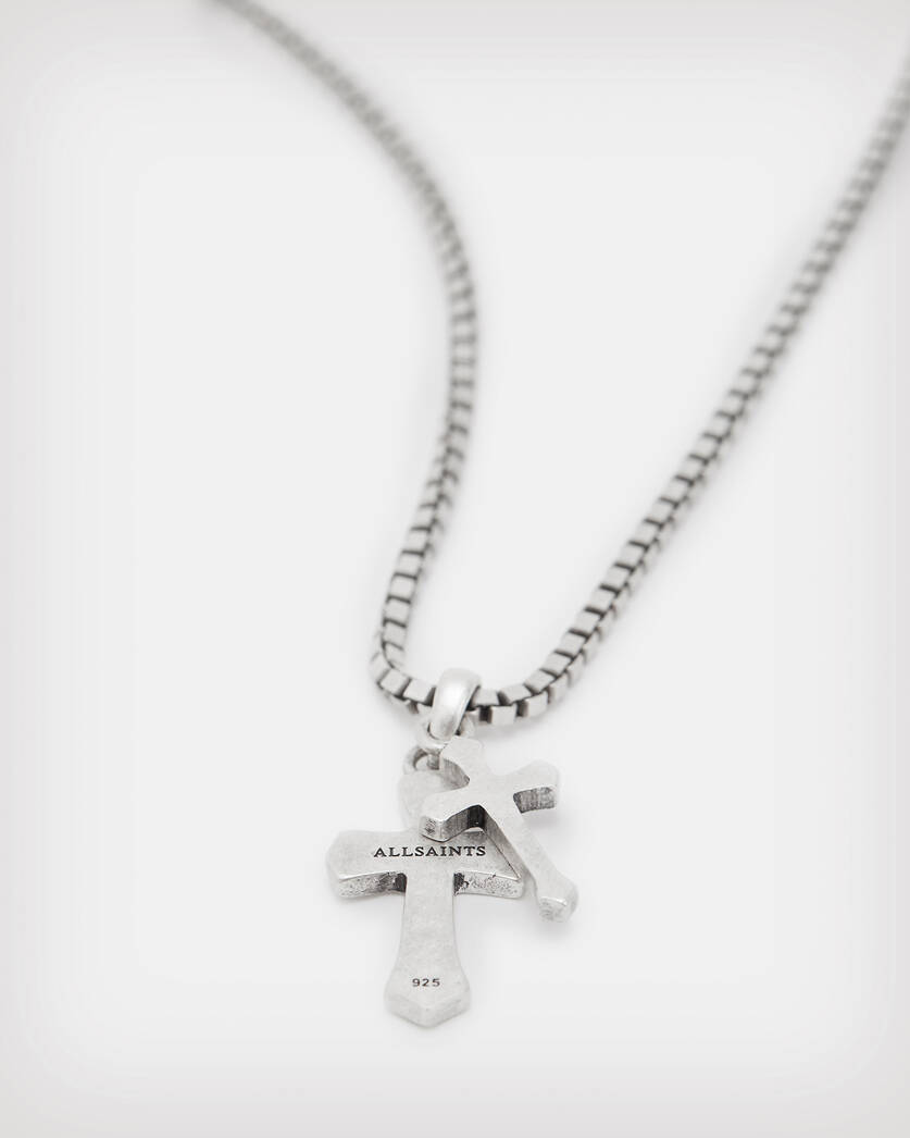 Collier Argent Sterling Double Cross  large image number 3