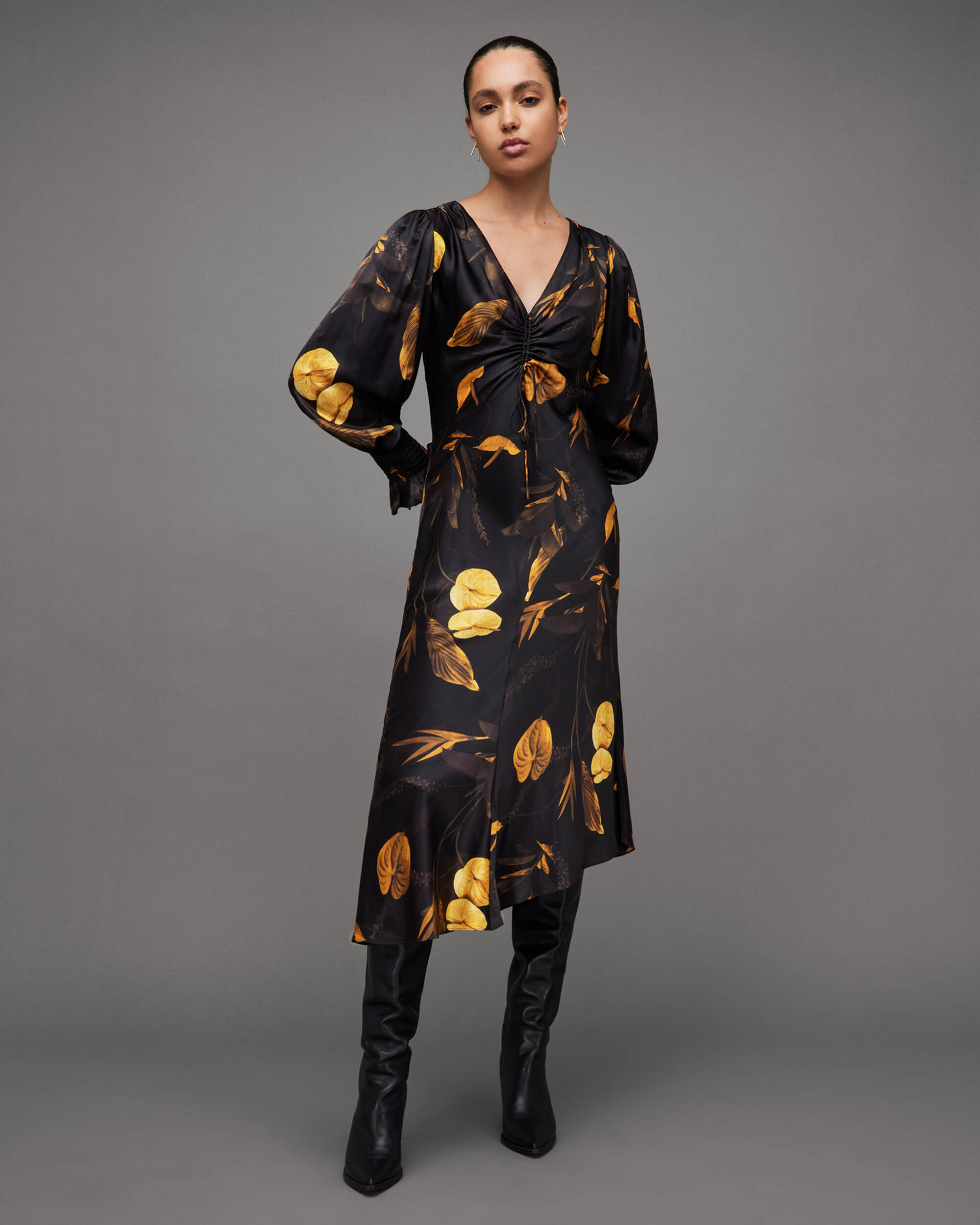 Naomi Silk Blend Aretha Print Midi Dress  large image number 1