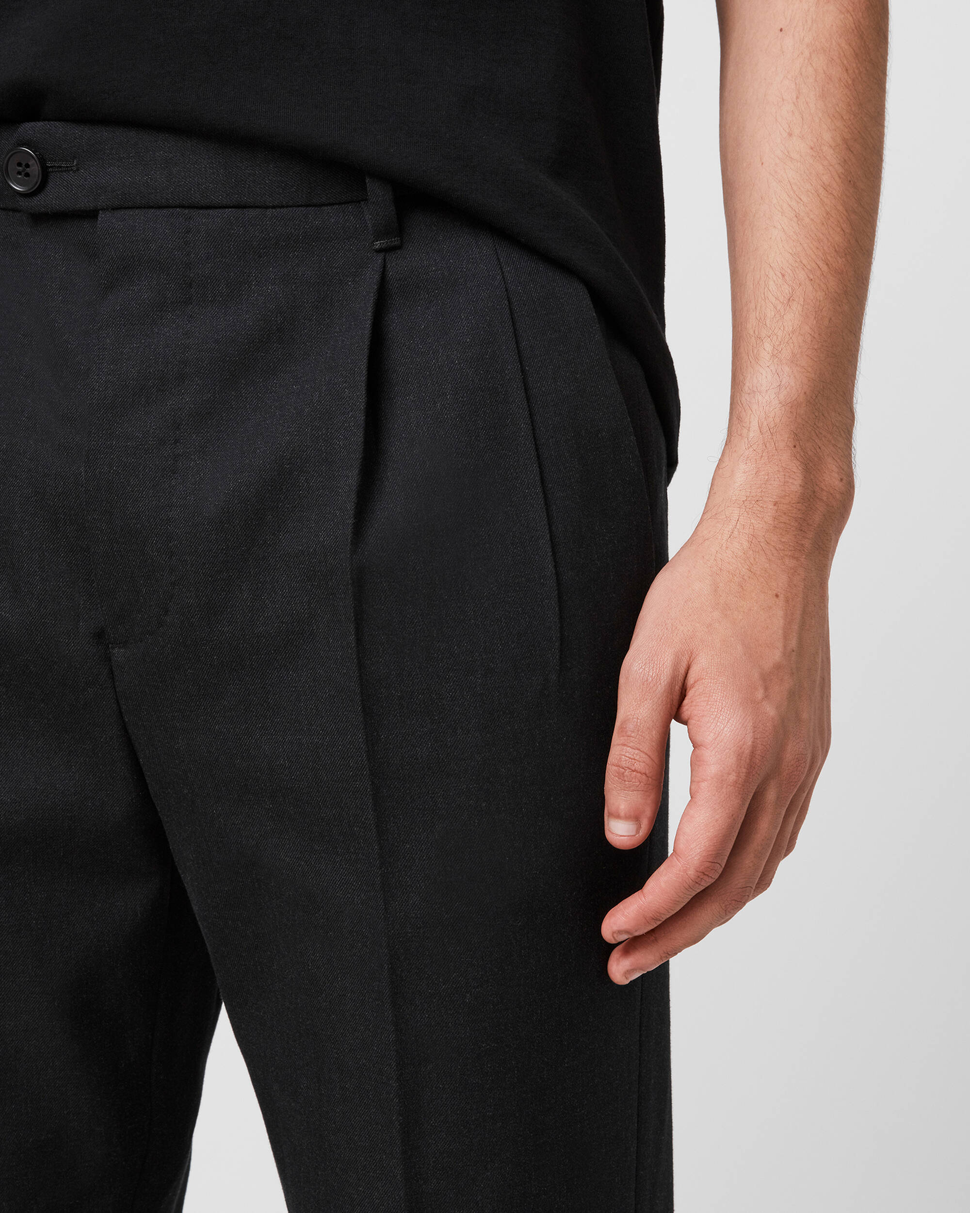 Tallis Cropped Slim Trousers Charcoal | ALLSAINTS