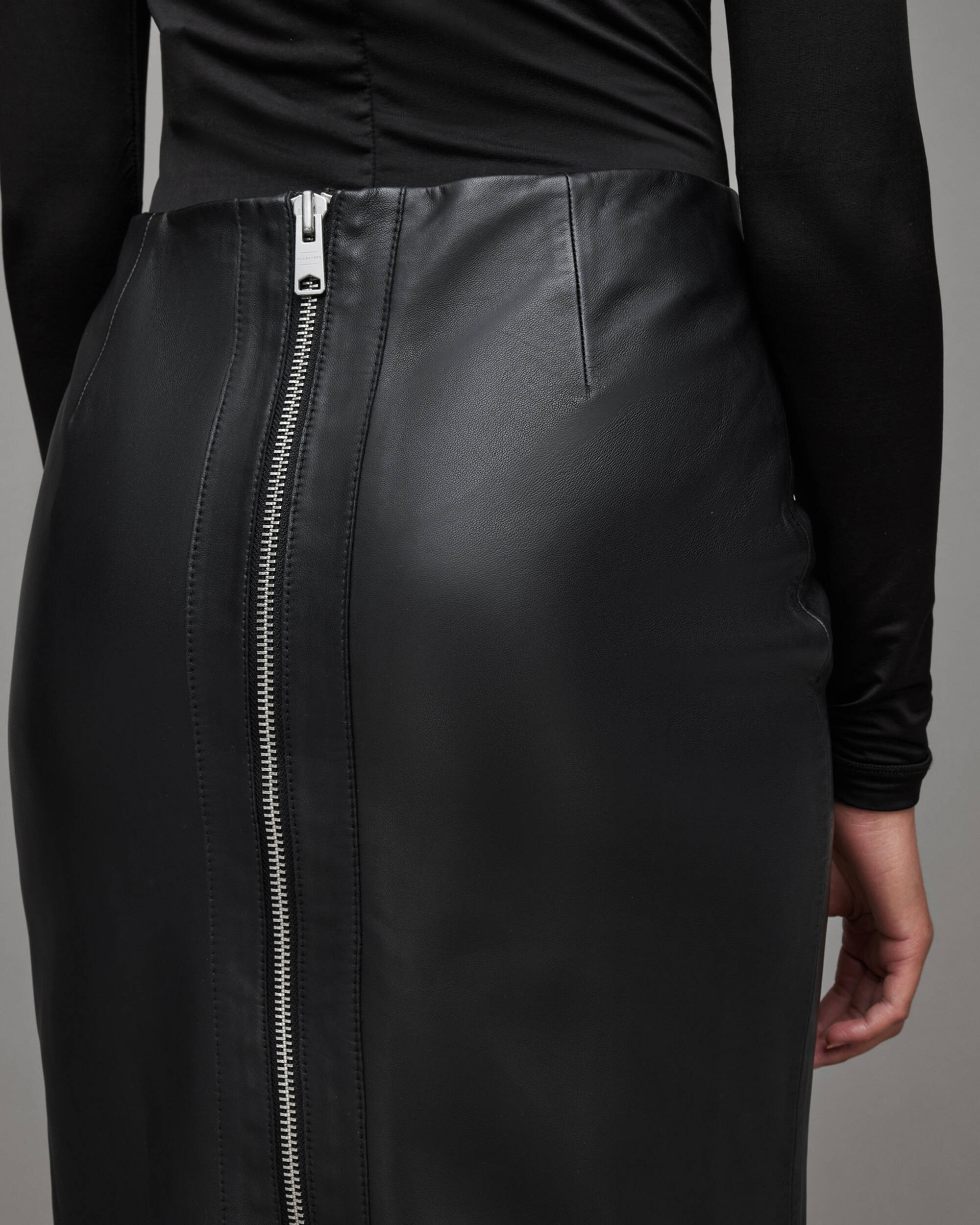 Lucille Leather Zip Up Midi Pencil Skirt  large image number 5