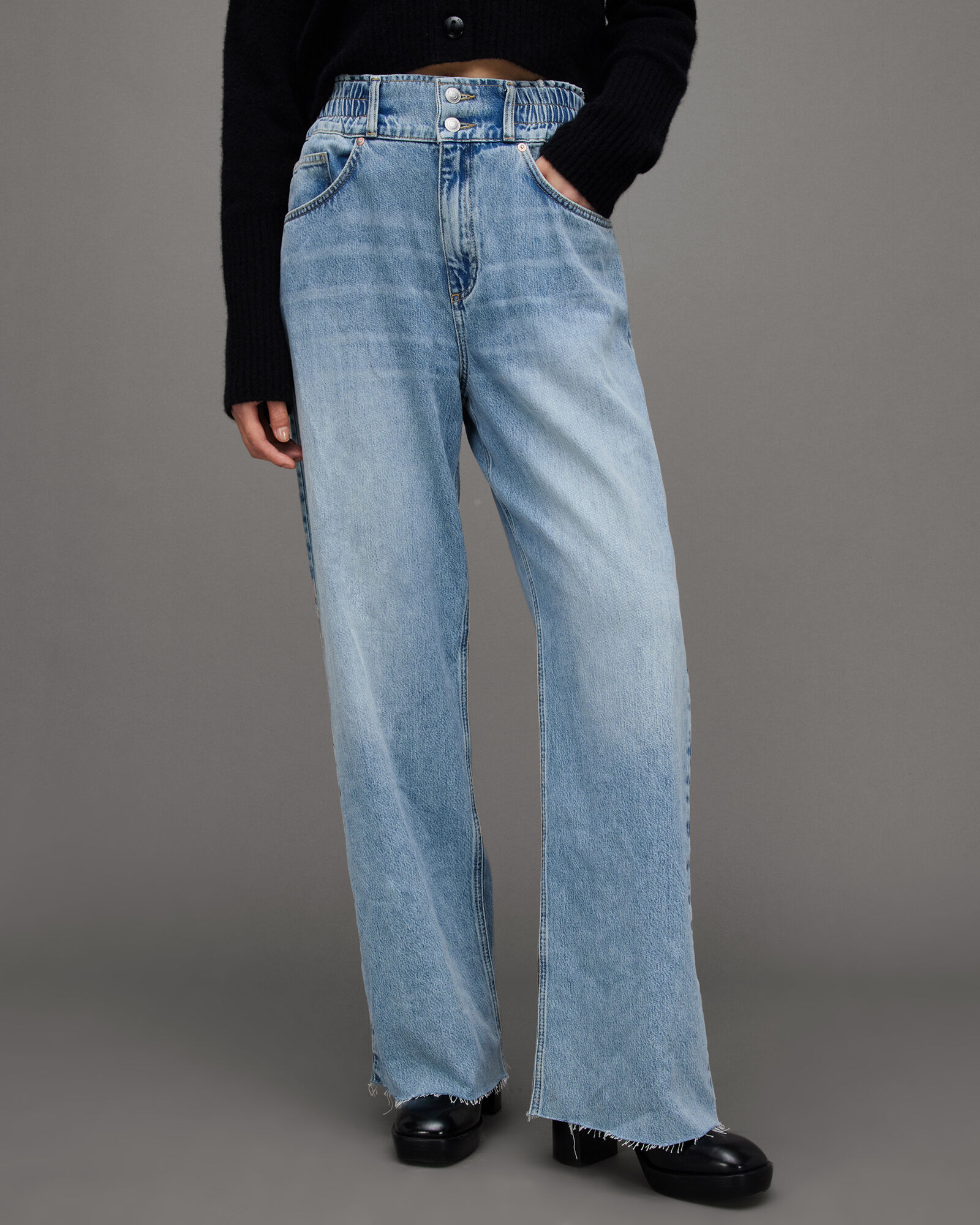 Hailey High-Rise Wide Leg Denim Jeans Light Indigo | ALLSAINTS