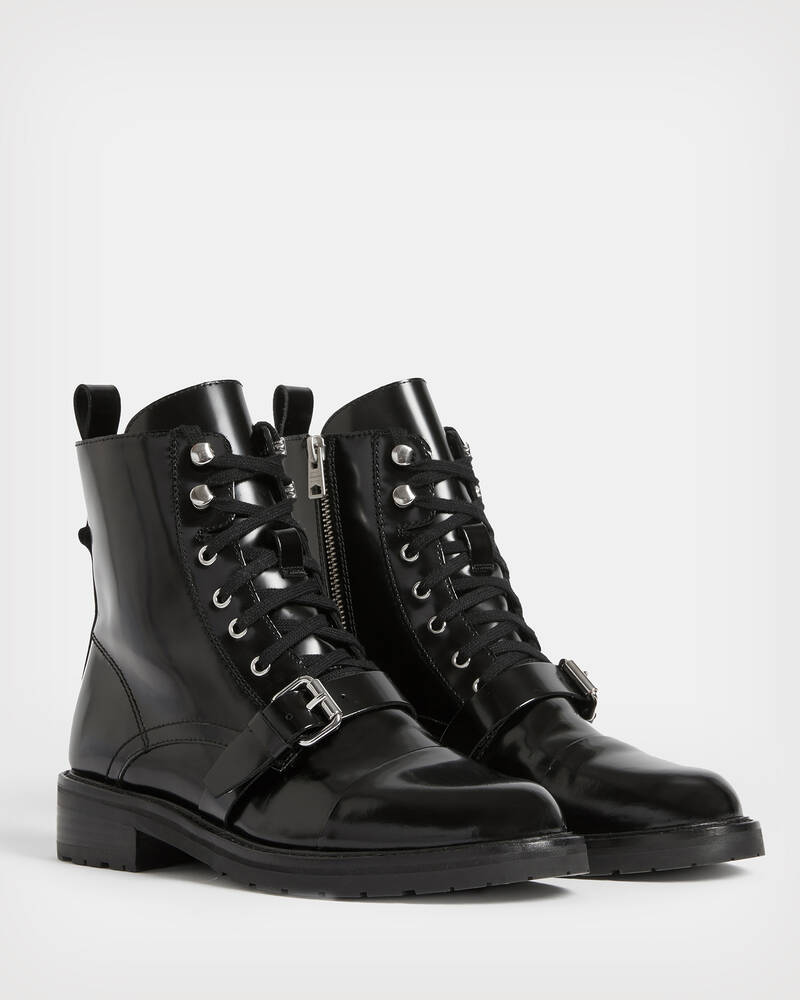 Donita Leather Boots Black | ALLSAINTS