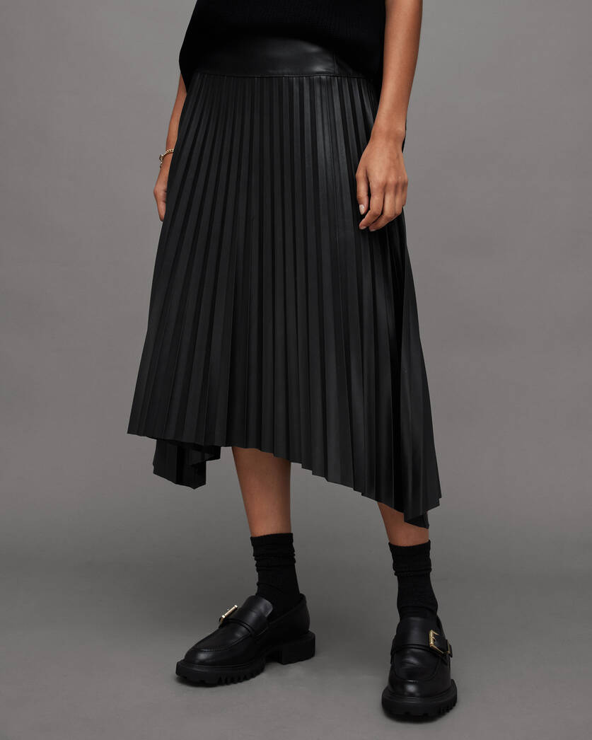 Sylvy Faux Leather Pleated Midi Skirt  large image number 2
