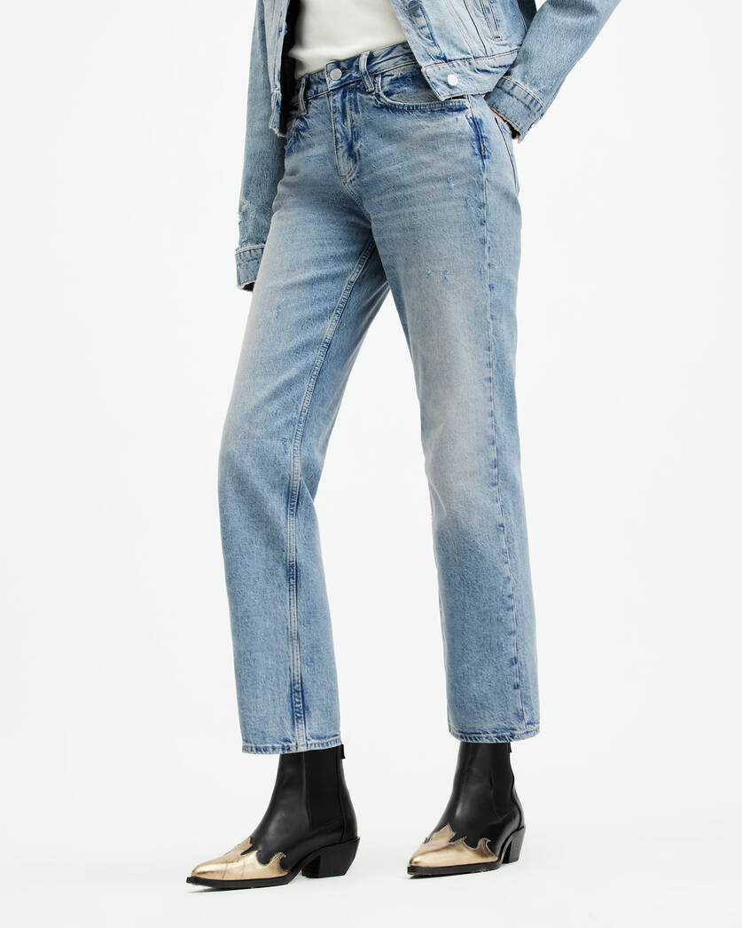 ALLSAINTS Ava High-Rise Straight-Leg Jeans in Vintage Indigo