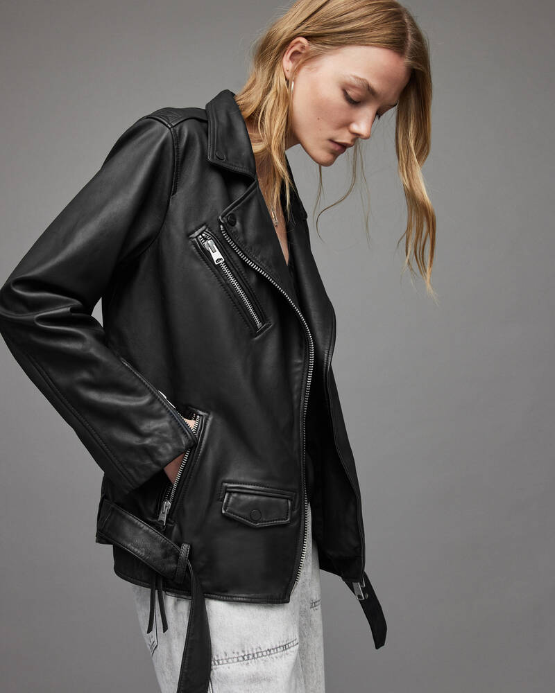 Billie Oversized Leather Biker Jacket  large image number 7