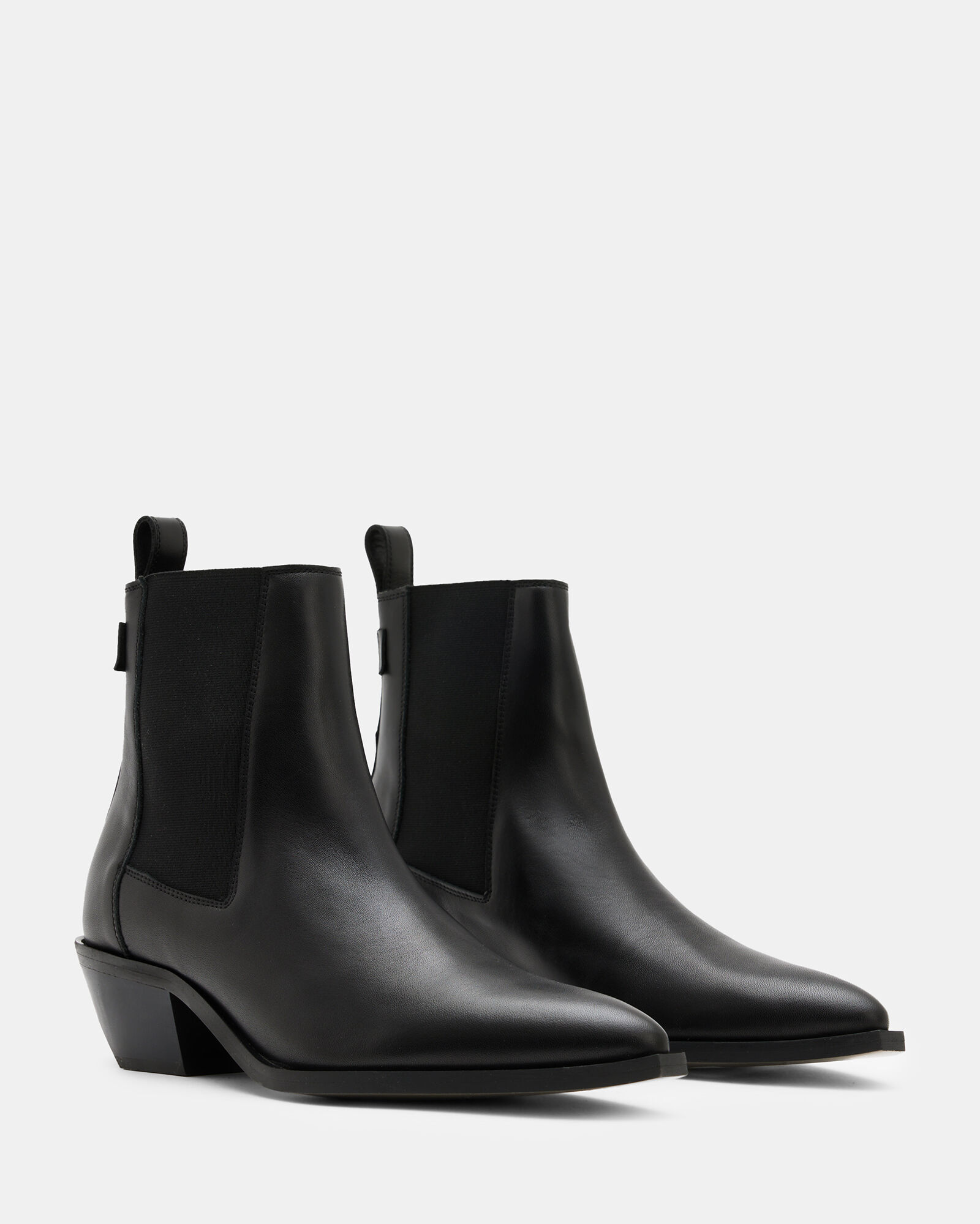 Fox Pointed Toe Leather Chelsea Boots Black | ALLSAINTS