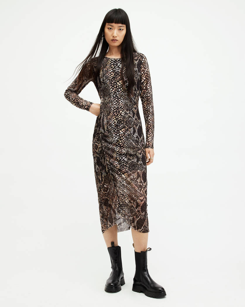 Nora Waima Slim Fit Ruched Midi Dress