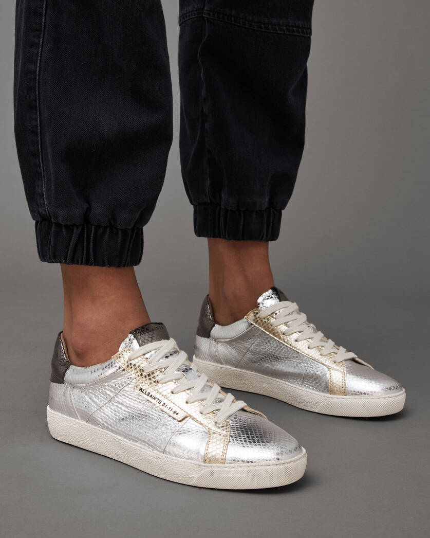 Sheer Metallic Leather Trainers Silver/Gold