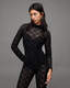 Flocked Laced Bodycon Catsuit  large image number 3