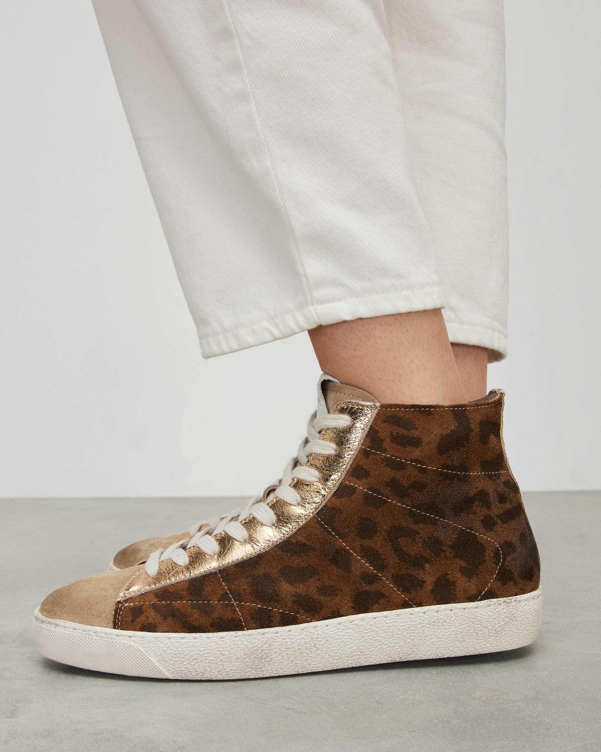 Tundy Leopard Leather High Top Trainers  large image number 4