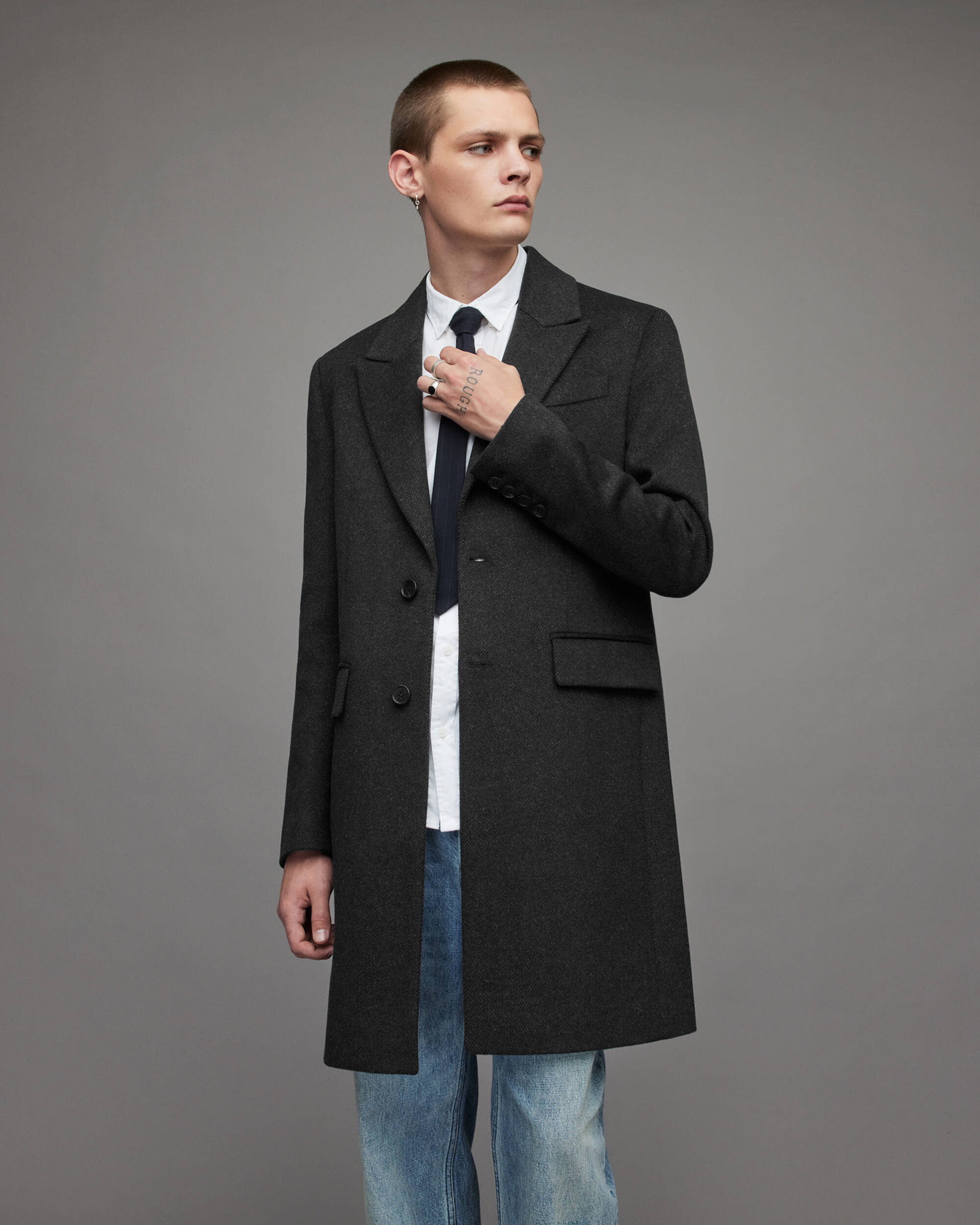 Lexington Tailored Coat Charcoal | ALLSAINTS