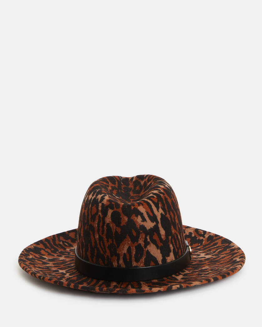 Annie Leopard Print Wool Fedora Hat  large image number 1