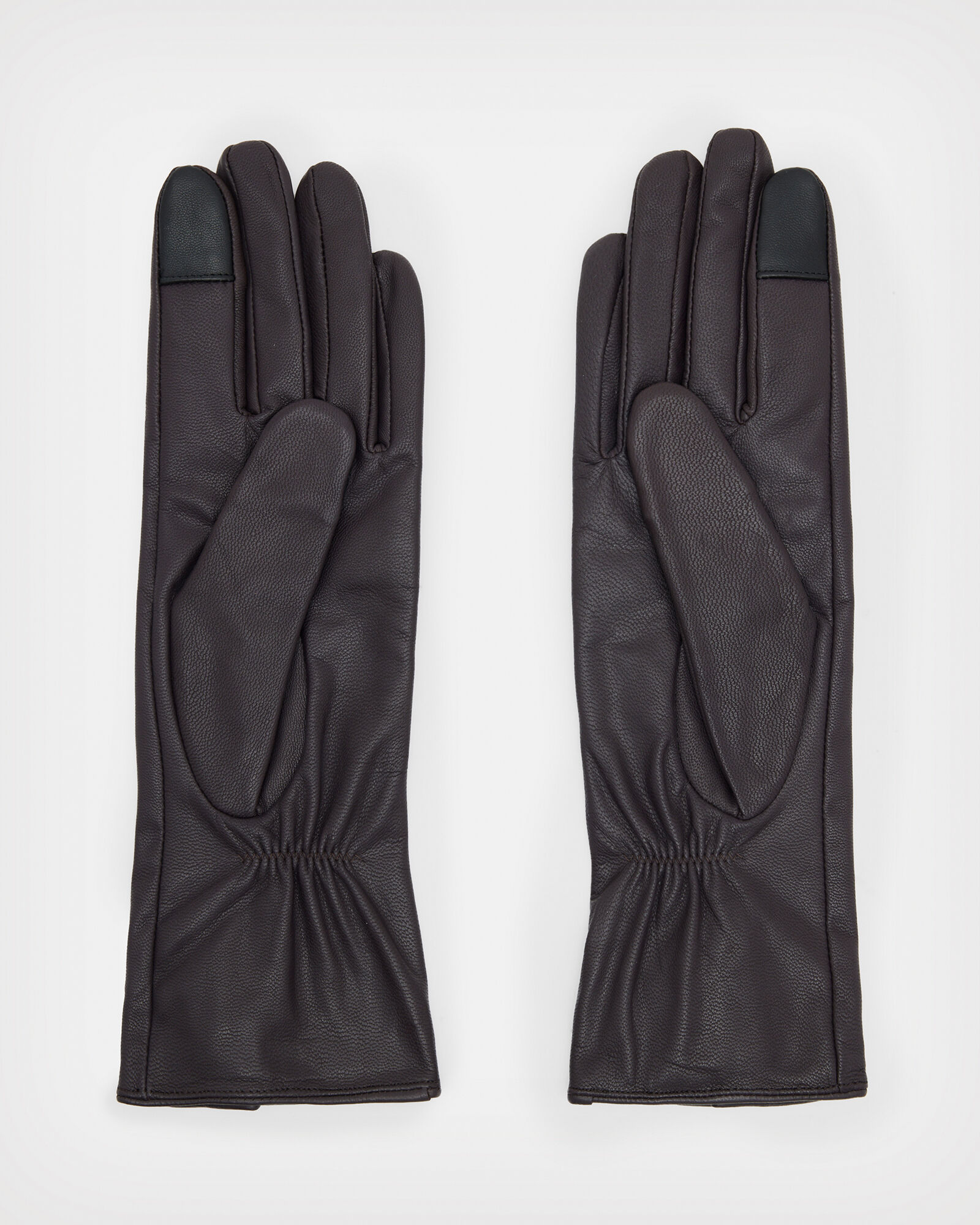 Sara Zip Leather Gloves CORDOVAN/SILVER ALLSAINTS