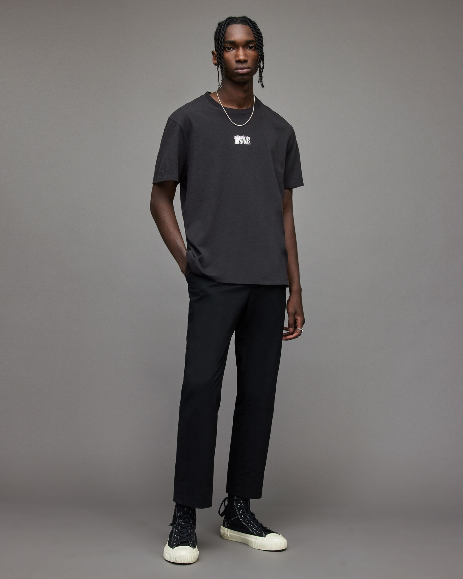 Refract Crew T-Shirt Washed Black | ALLSAINTS