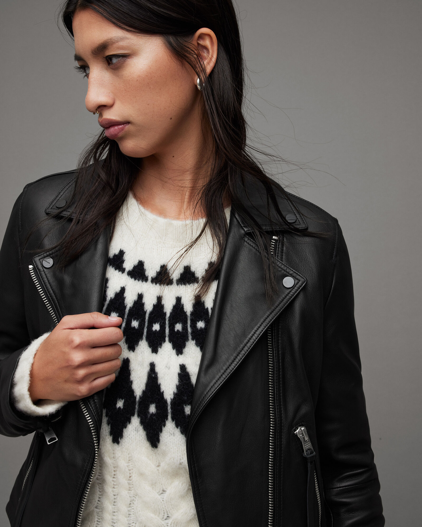 Women's Dalby Biker Jacket in Leather & Suede | ALLSAINTS
