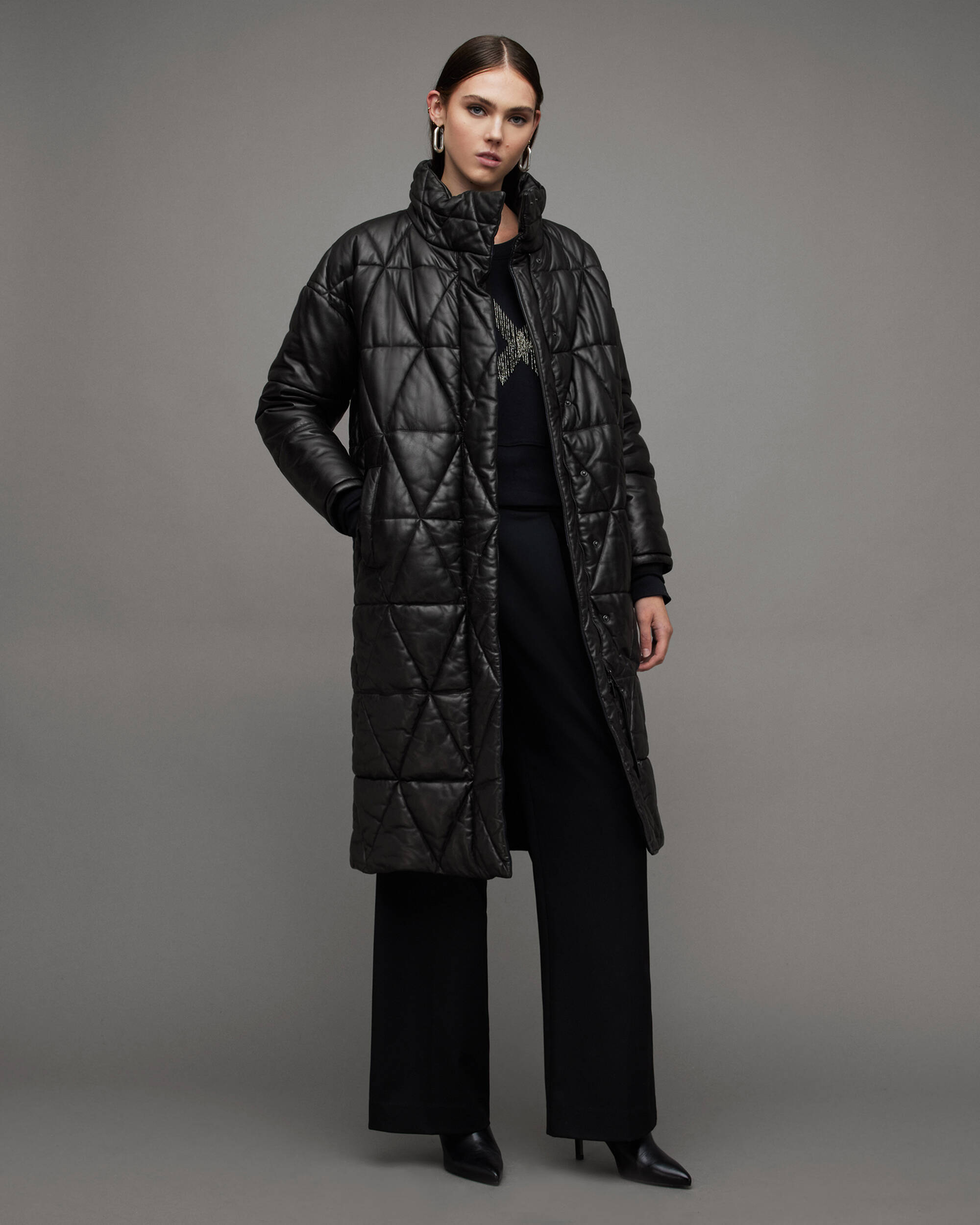 Bon Oversized Leather Puffer Coat  large image number 1
