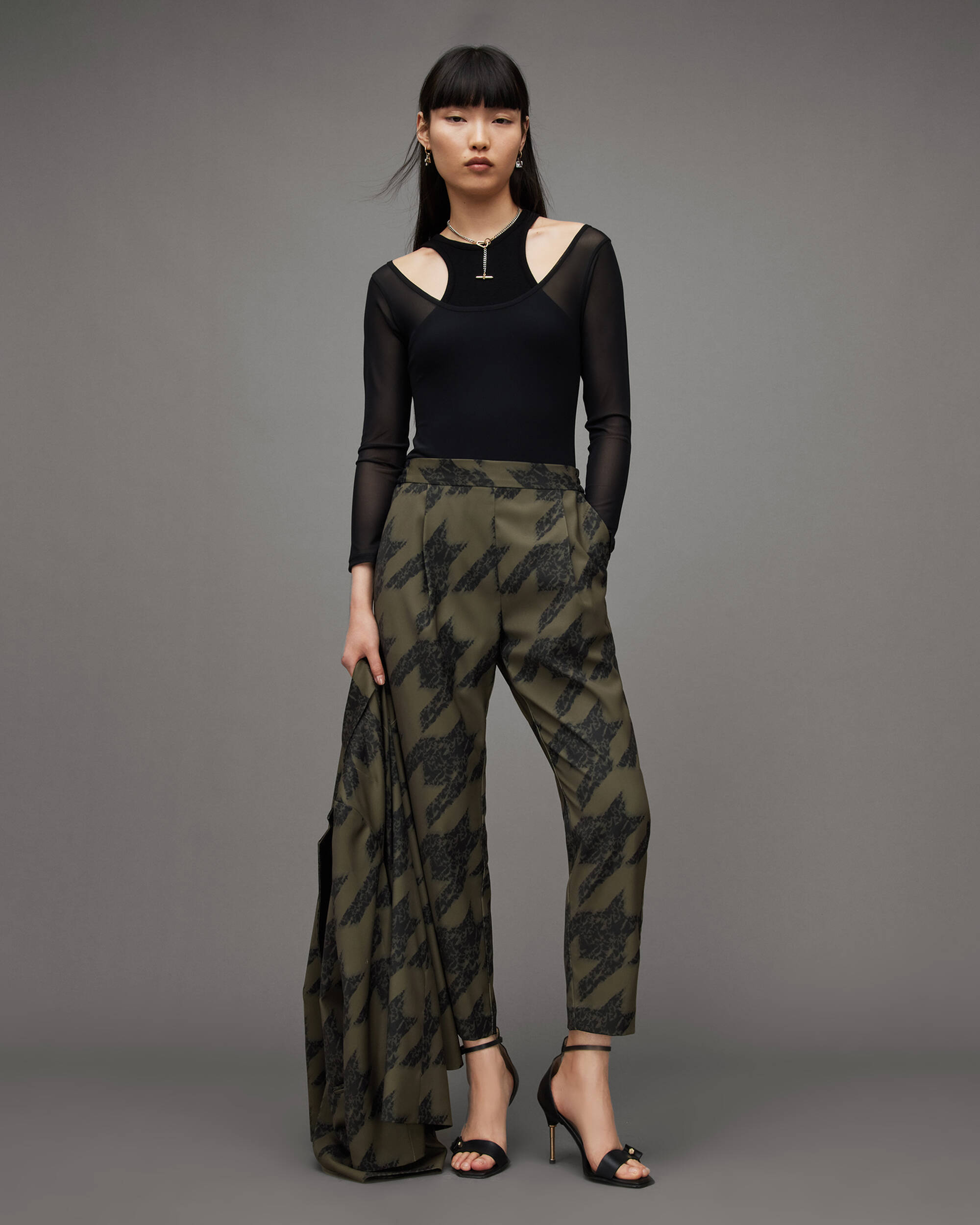 Aleida Houndstooth Toni Tapered Trousers  large image number 1