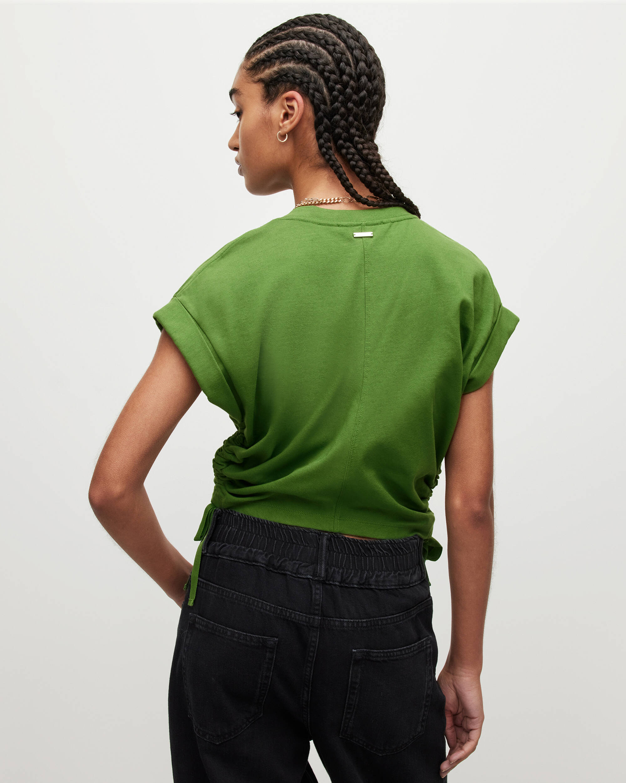 Mira Cropped Drawcord T-Shirt CACTUS GREEN | ALLSAINTS