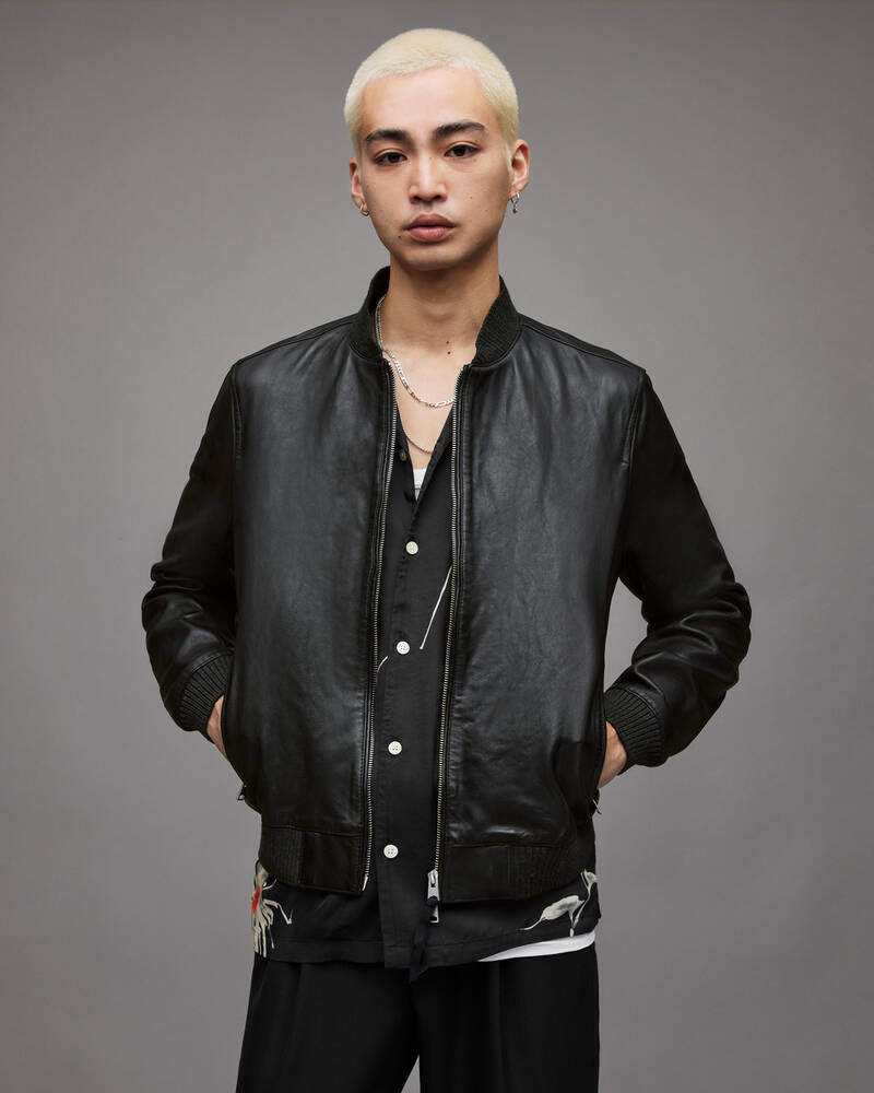 allsaints.com | Cahill Leather Bomber Jacket