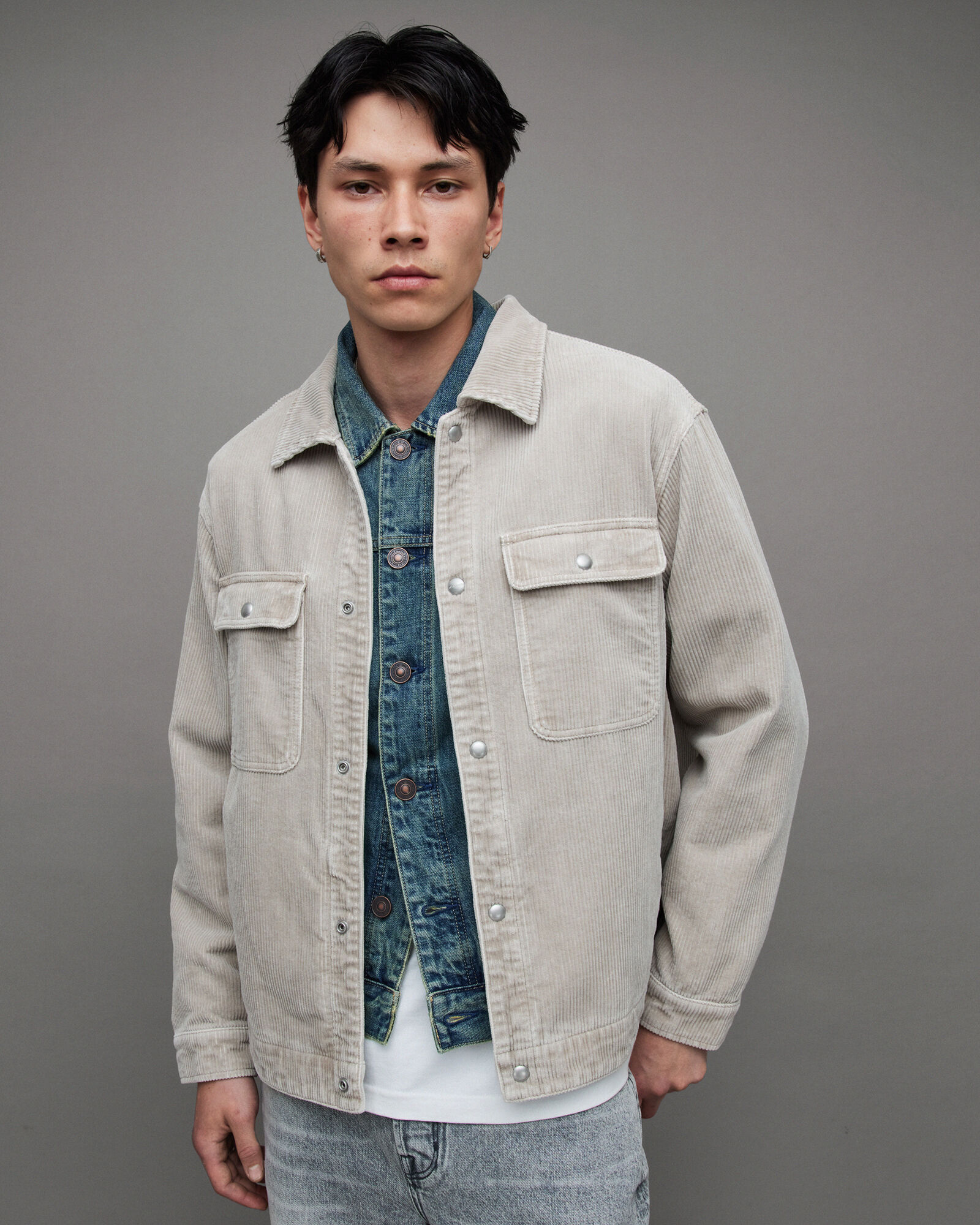 Castleford Corduroy Relaxed Overshirt FROSTED TAUPE | ALLSAINTS