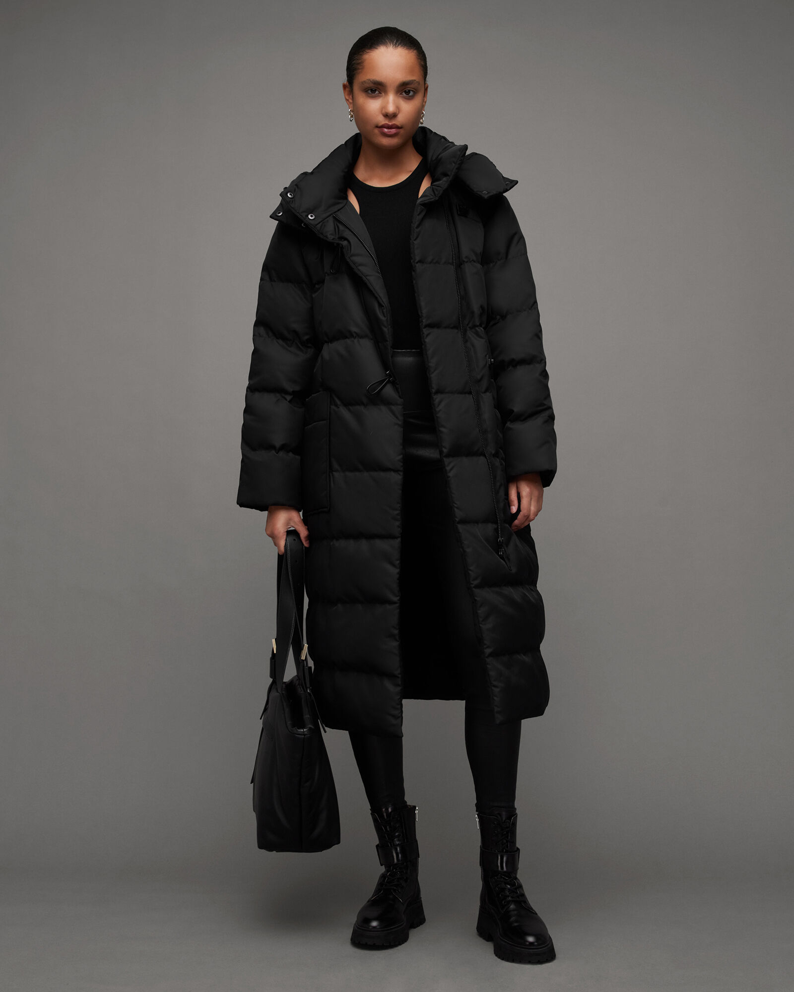 Allana Oversized Puffer Coat Black ALLSAINTS