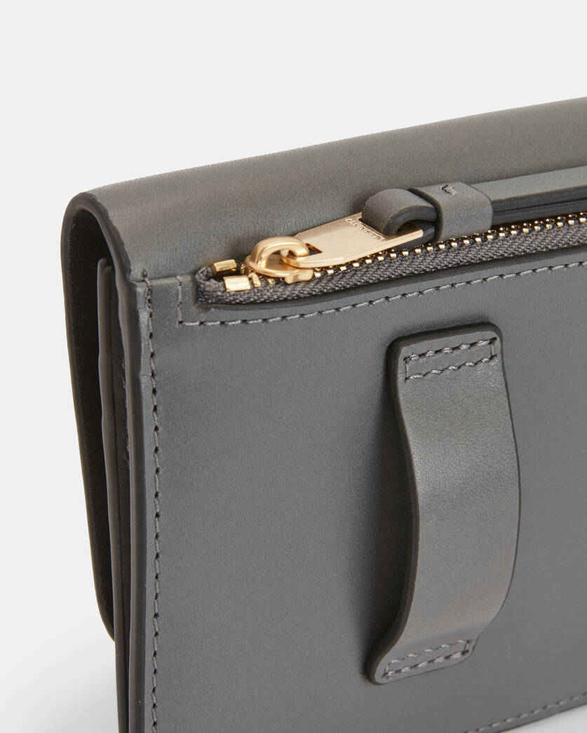 Monique Leather Wallet Bag Belt Slate Grey | ALLSAINTS