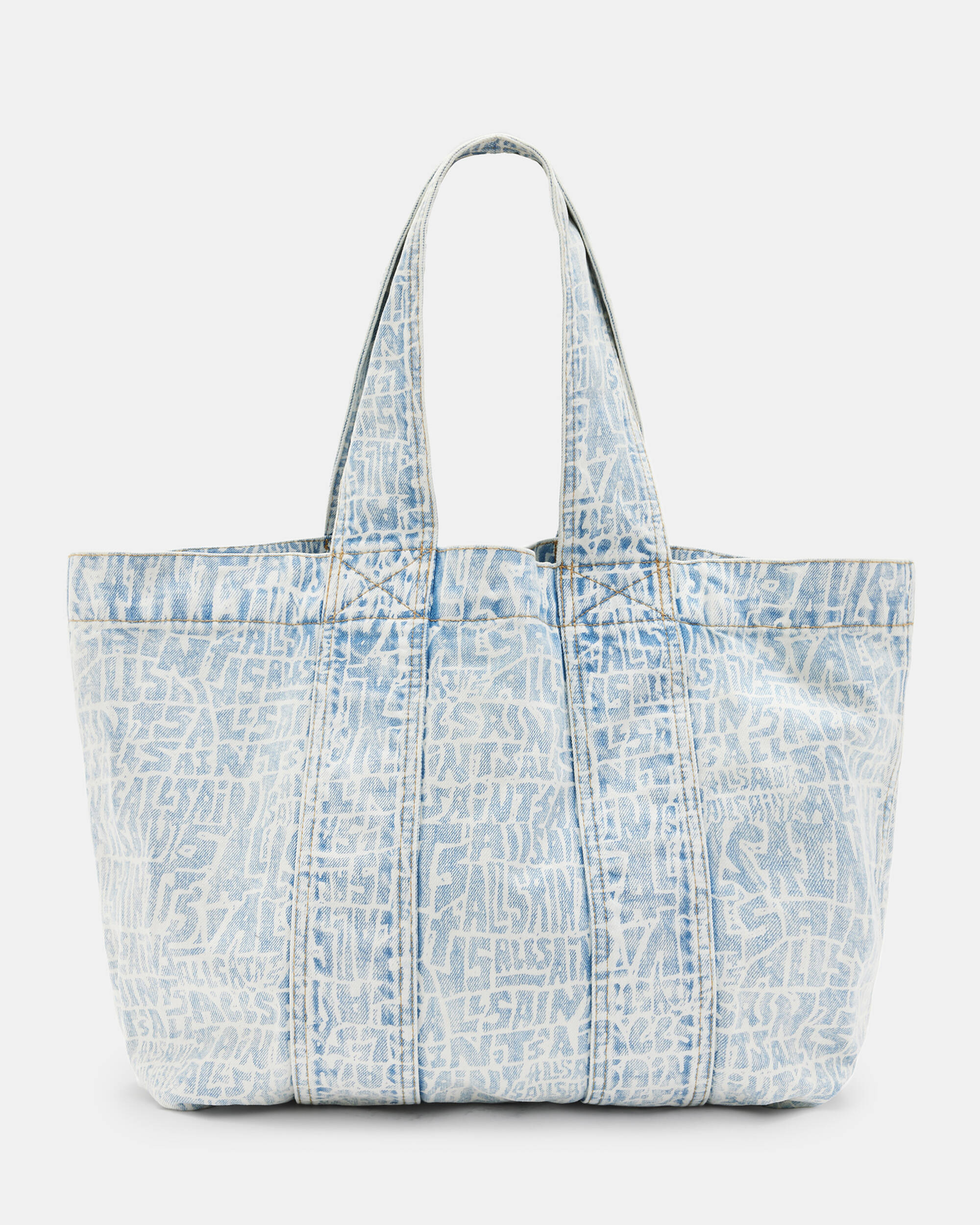 Ari Printed Tote Denim Bag Indigo Blue | ALLSAINTS