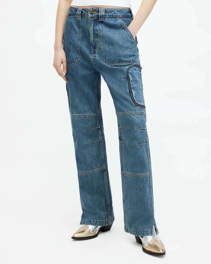 Florence Wide Leg Denim Cargo Trousers  large image number 2